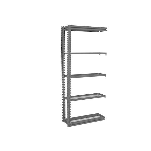 Tennsco Z-Line Shelving W/ Five Perf. Shlvs, Boltless, 36"Wx12"Dx84"H, Add-On, Gry ZM7-3612A-5PD-MGY - main